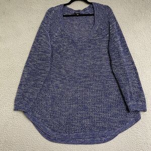Torrid Womens Blue Round Neck Sweater Long Cotton Blend Size 2 2X Open Knit